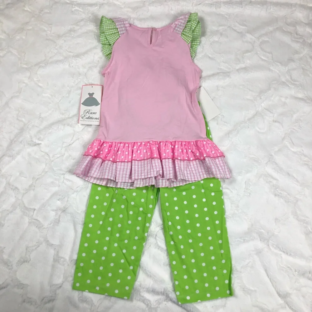 Bonnie Jean Pink and Green Polka Dot Cupcake Outfit size 5